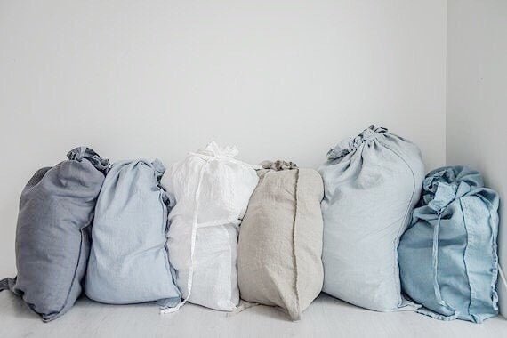 R: Large laundry bag (Color: Forest Green) linen - notperfectlinen
