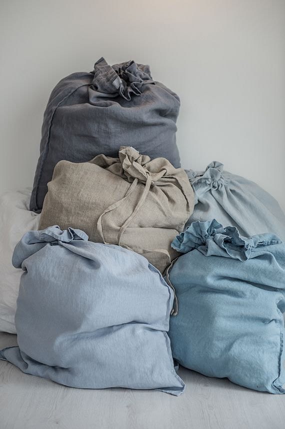 R: Large laundry bag (Color: Forest Green) linen - notperfectlinen